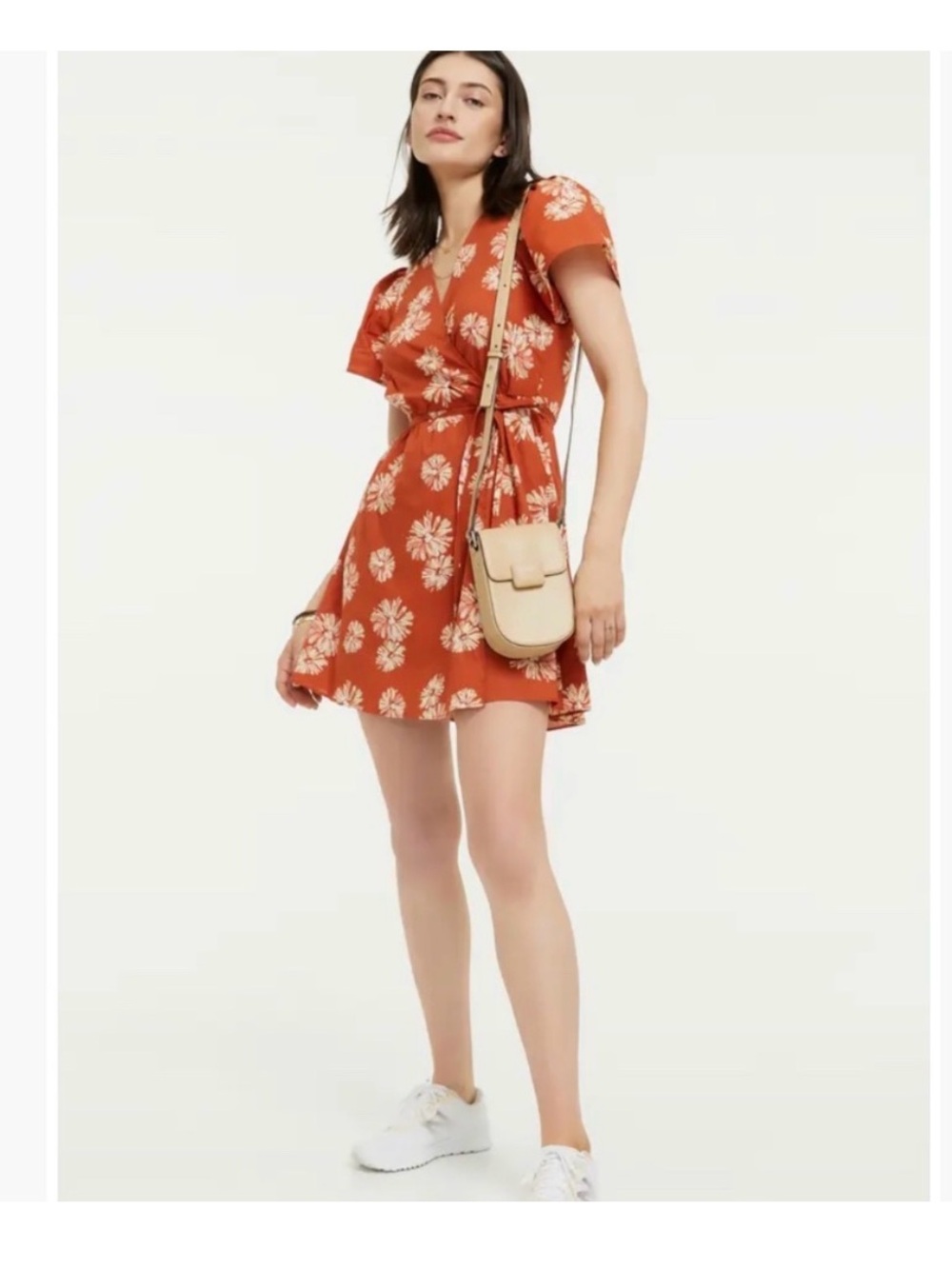 Madewell Orange Floral Wrap Dress